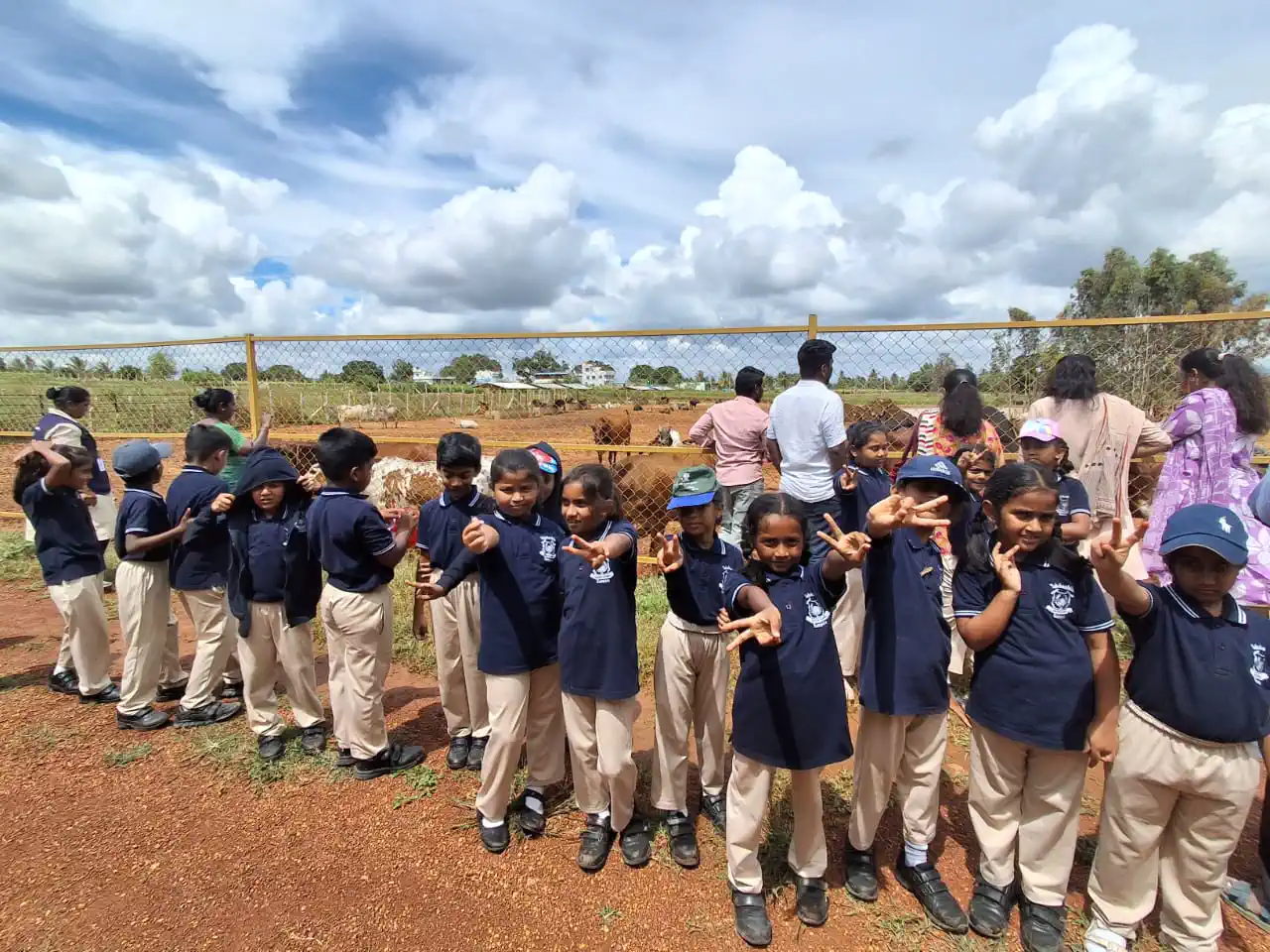 Takshashila School students on a field trip to a farm